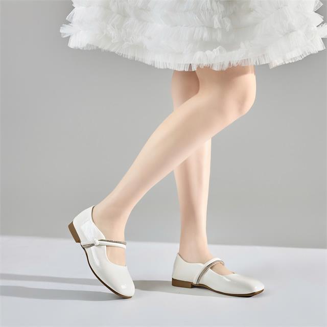 Giày Búp Bê Nữ MWC 2364 - Búp Bê Nữ Mũi Vuông Cổ Điển Phối Quai Cài Ngang Đính Đá Xinh Xắn, Thanh Lịch, Thời trang.