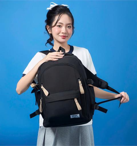 BALO MWC 1313 - Balo Basic Nhiều Ngăn Khóa Kéo Phù Hợp Cho Nam, Nữ Sinh Viên, Dân Văn Phòng Đựng Laptop, Tài Liệu Siêu Gọn Nhẹ.