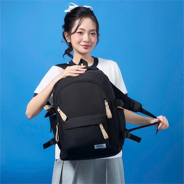 BALO MWC 1313 - Balo Basic Nhiều Ngăn Khóa Kéo Phù Hợp Cho Nam, Nữ Sinh Viên, Dân Văn Phòng Đựng Laptop, Tài Liệu Siêu Gọn Nhẹ.