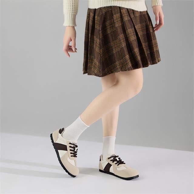 Giày Thể Thao Nữ MWC A387 - Giày Sneaker Nữ Cổ Thấp, Da PU Mịn Phối Da Lộn, Nhẹ Nhàng, Nữ Tính, Thời Trang.