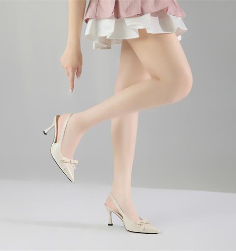 Giày Cao Gót MWC G315 - Giày Cao Gót Slingback 8cm, Mũi Nhọn Phối Nơ Nhỏ Xinh, Thanh Lịch, Nữ Tính, Thời Trang.
