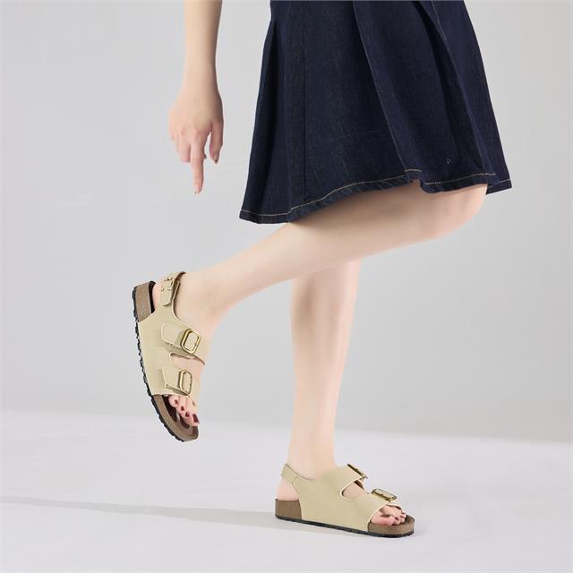 Sandal Nữ MWC E212 - Sandal Nữ Hai Quai Ngang Bản Phối Khoá Kim Loại Vàng Đồng Cá Tính, Bền Đẹp.