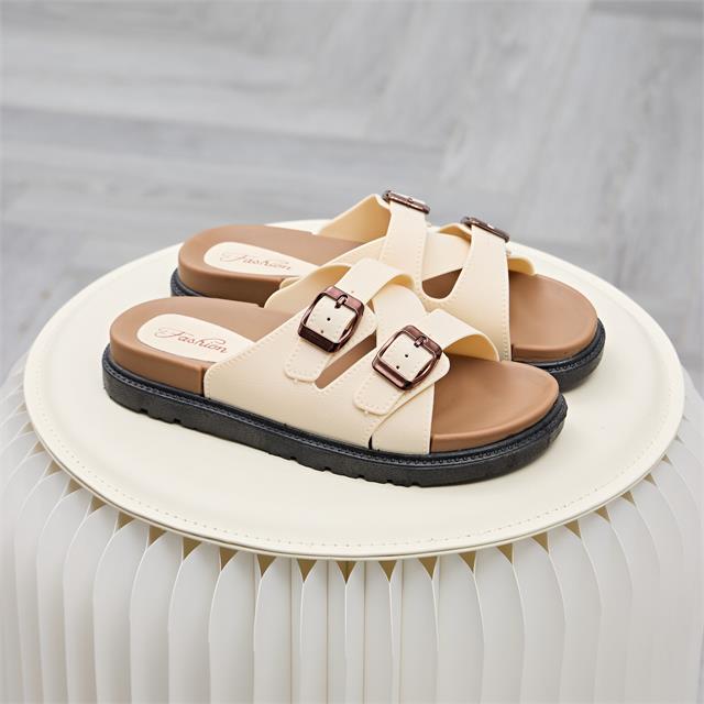 Dép Nữ MWC 8668 - Dép Nữ Quai Ngang Basic Phối Khoá Cài Kim Loại Nhẹ Êm, Dễ Mang.