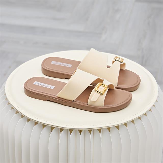 Dép Nữ MWC 8676 - Dép Nữ Quai Ngang Bản To Phối Khoá Kim Loại, Cá Tính, Thoải Mái, Bền Đẹp.