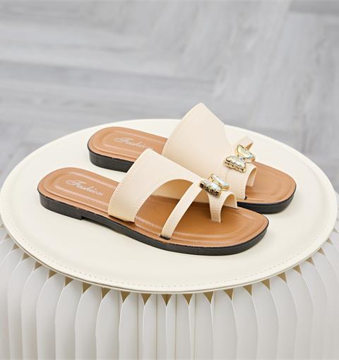 Dép Nữ MWC 8666 - Dép Nữ Quai Bản Phối Khuyên Bướm Đá Xỏ Ngón Xinh Xắn, Thanh Lịch, Thời Trang.