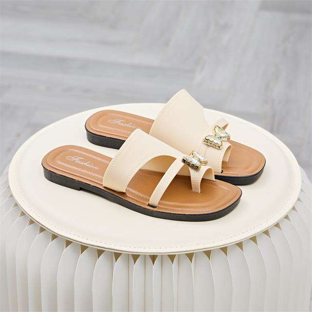 Dép Nữ MWC 8666 - Dép Nữ Quai Bản Phối Khuyên Bướm Đá Xỏ Ngón Xinh Xắn, Thanh Lịch, Thời Trang.