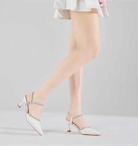 Giày Cao Gót MWC G311 - Giày Slingback 8P, Mũi Nhọn, Quai Viền Đá Lấp Lánh Sang Chảnh, Nữ Tính, Thời Trang.