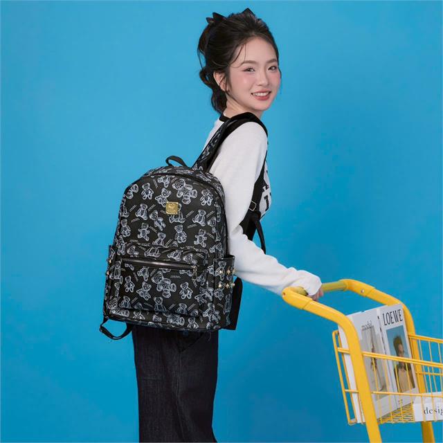 BALO MWC 1286 - Balo Unisex Full Họa Tiết Gấu Có Logo Kim Loại Vàng Ánh Kim Siêu Cute, Hottend, Trẻ Trung.