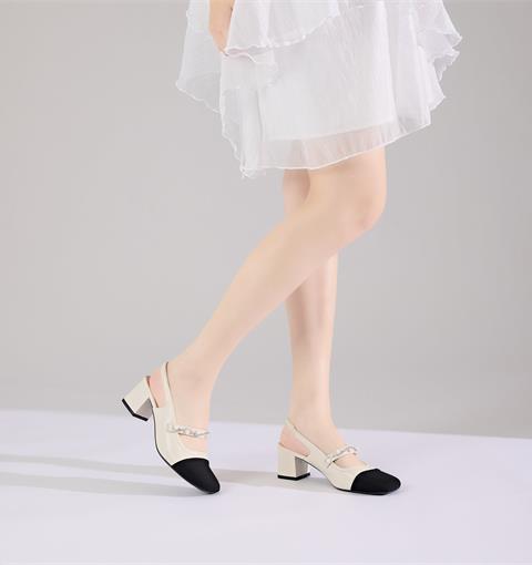 Giày Cao Gót MWC G026 - Giày Cao Gót 5cm, Mũi Oval Phối Quai Ngang Đính Hạt Châu Sang Trọng, Nữ Tính.