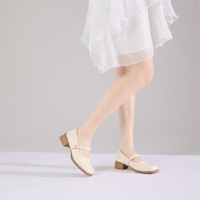 Giày Cao Gót MWC G281 - Giày Búp Bê Mũi Vuông Phối Quai Mảnh Khoá Cài Thanh Lịch, Nữ Tính, Thời Trang.