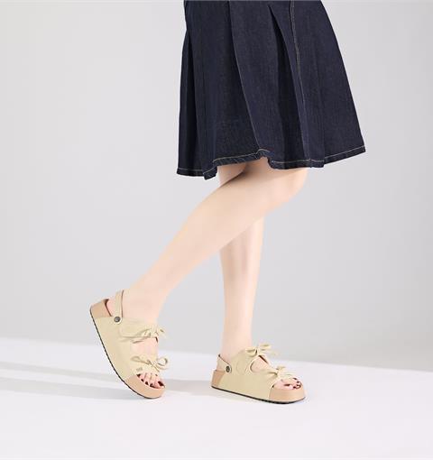 Giày Sandal Nữ MWC E217 - Sandal Nữ Hai Quai Ngang Phối Nơ Tiểu Thư Xinh Xắn, Thanh Lịch, Thời Trang.