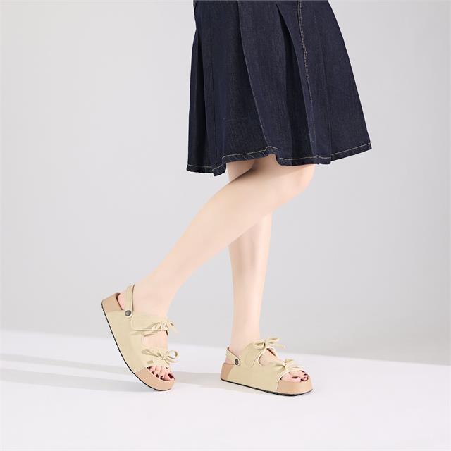 Giày Sandal Nữ MWC E217 - Sandal Nữ Hai Quai Ngang Phối Nơ Tiểu Thư Xinh Xắn, Thanh Lịch, Thời Trang.