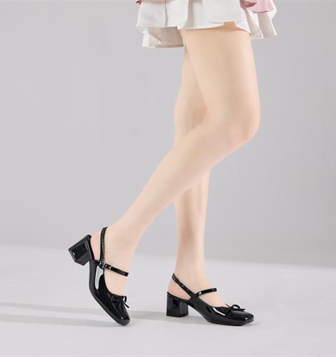 Giày Cao Gót MWC G348 - Giày Búp Bê Gót Cao 5cm, Mũi Vuông Thanh Lịch Phối Nơ Nhỏ Xinh, Thời trang.