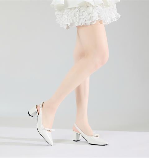 Giày Cao Gót MWC G368 - Giày Gót Vuông 7P Dáng Slingback, Mũi Nhọn Phối Quai Nơ Tiểu Thư, Nữ Tính, Sang Trọng.