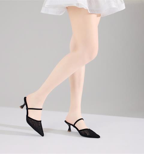 Giày Cao Gót MWC G359 - Dép Cao Gót 7P, Mũi Nhọn Ren Ánh Kim Siêu Xinh, Sang, Sịn, Mịn, Tôn Dáng. 