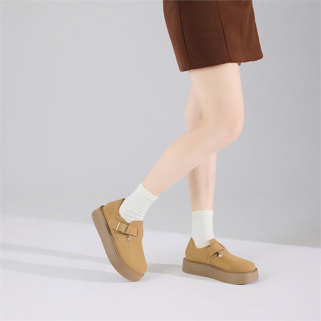 Giày Búp Bê MWC 2366 - Giày Búp Bê Da Lộn, Quai Bản Vừa Ngang Có Khoá Kim Loại Bền Đẹp, Thời Trang.