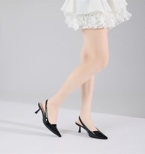 Giày Cao Gót MWC G355 - Giày Cao Gót 7cm Da Bóng, Mũi Nhọn Phối Quai Hậu Thanh Lịch, Nữ Tính, Sang Trọng.