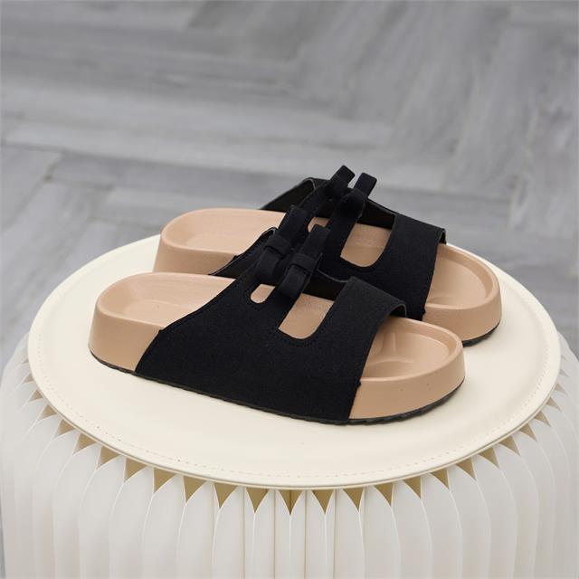 Dép Nữ MWC 8746 - Dép Nữ Hai Quai Ngang Bản To Phối Nơ Nhỏ Xinh, Thanh Lịch, Bền Đẹp.