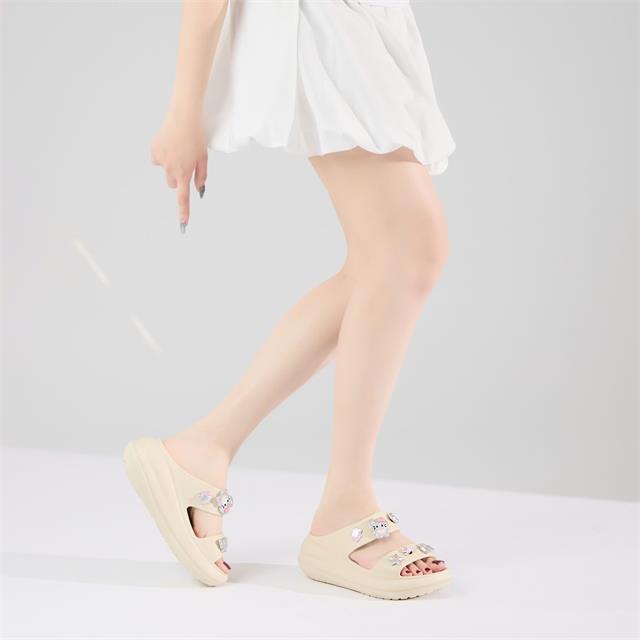 Dép Nữ MWC 8748 - Dép Eva Nữ Hai Quai Ngang Gắn Sticker Sao, Tim, Gấu Bướm Mạ Bạc Siêu Cute, Hottrend.