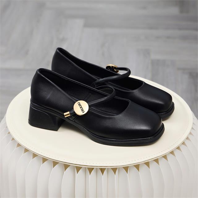 Giày Cao Gót MWC G372 - Giày Búp Bê Cao Gót Phối Quai Mảnh Đính Khóa Kim Loại Thanh Lịch, Nữ Tính, Thời Trang.