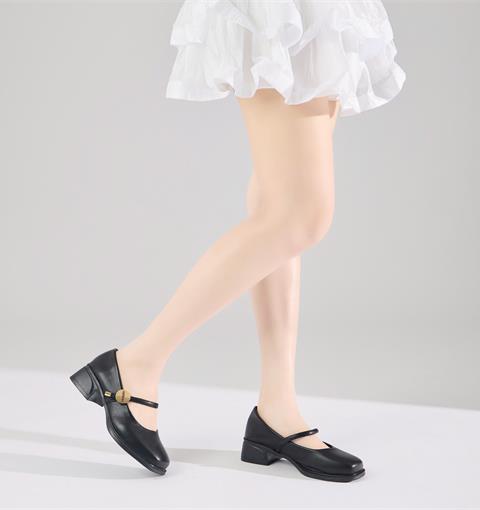 Giày Cao Gót MWC G372 - Giày Búp Bê Cao Gót Phối Quai Mảnh Đính Khóa Kim Loại Thanh Lịch, Nữ Tính, Thời Trang.