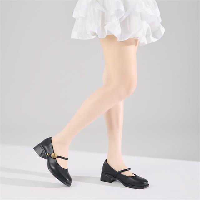 Giày Cao Gót MWC G372 - Giày Búp Bê Cao Gót Phối Quai Mảnh Đính Khóa Kim Loại Thanh Lịch, Nữ Tính, Thời Trang.