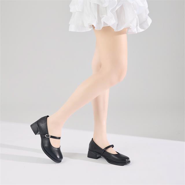 Giày Cao Gót MWC G374 - Giày Búp Bê Cao Gót Phối Quai Mảnh Đính Khóa Kim Loại Thanh Lịch, Nữ Tính, Sang Trọng.