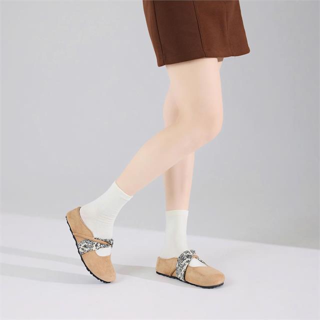 Dép Sục Nữ MWC 8730 - Dép Sục Nữ Phối Hoạ Tiết Hoa Lá Cổ Điển Thanh Lịch Rất Vintage, Rất Pháp.