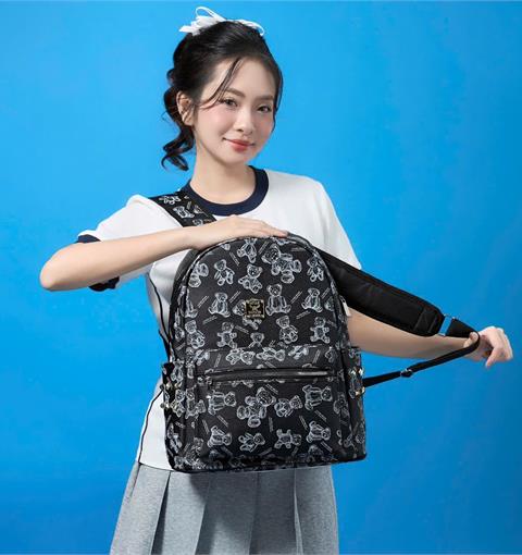 BALO MWC 1286 - Balo Unisex Full Họa Tiết Gấu Có Logo Kim Loại Vàng Ánh Kim Siêu Cute, Hottend, Thời Trang.