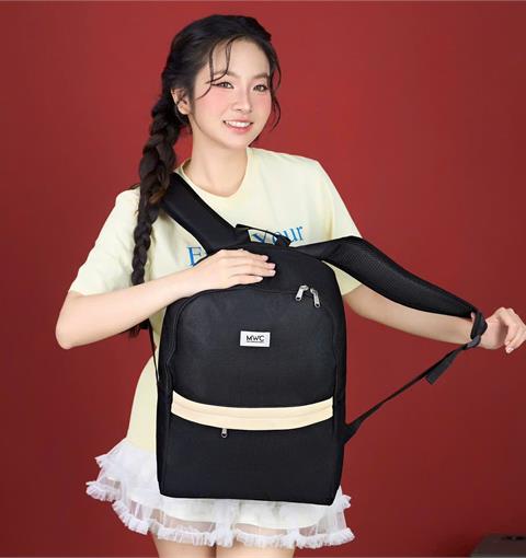 BALO MWC 1267 - Balo Unisex Phối Màu Đen, Be Thanh Lịch, Vừa Thời Trang Vừa Tiện Dụng Đựng Mọi Thứ Bạn Cần.