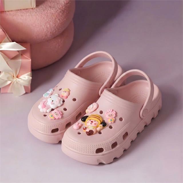 Dép Nữ MWC 8799 - Dép Sandal Eva Nữ Gắn Charm Mèo Xanh, Thỏ Hồng Xinh Xắn, Êm Nhẹ, Bền Đẹp.