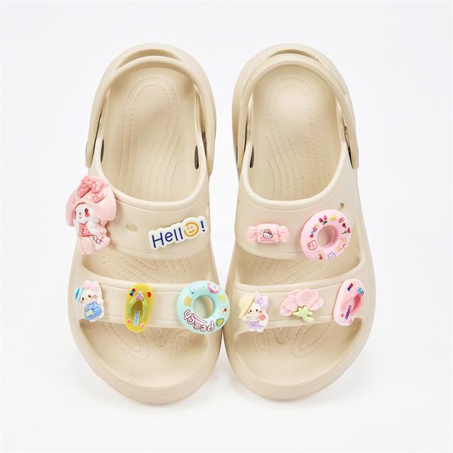 Dép Nữ MWC 8759 - Dép Sandal Đúc Nguyên Khối, Quai Ngang Phối Charm Phao, Kẹo Ngọt Bánh Bèo, Hàn Quốc.