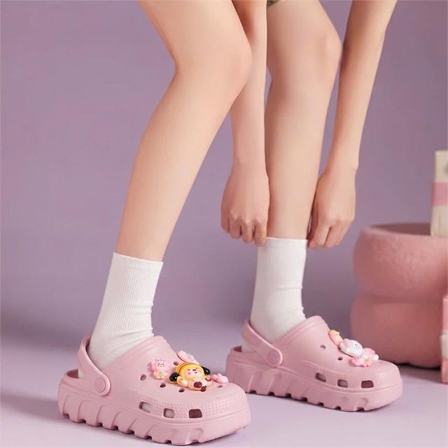 Dép Nữ MWC 8799 - Dép Sandal Eva Nữ Gắn Charm Mèo Xanh, Thỏ Hồng Xinh Xắn, Êm Nhẹ, Bền Đẹp.