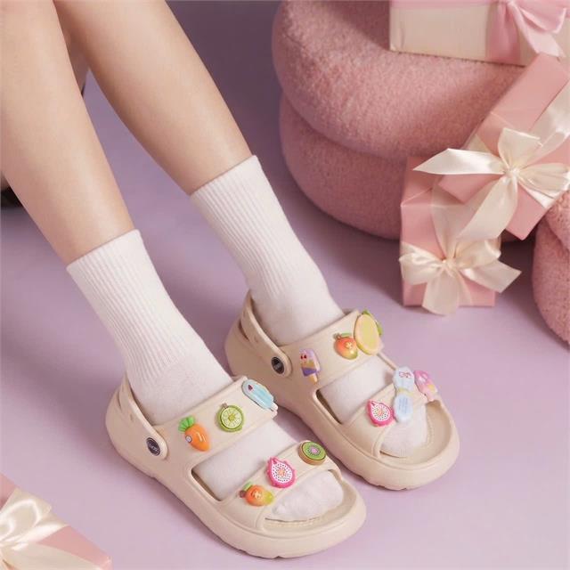 Dép Nữ MWC 8788 - Dép Sandal Nữ Đế Đúc, Hai Quai Ngang Gắn Charm Kem Nơ, Êm Nhẹ, Bền Đẹp.