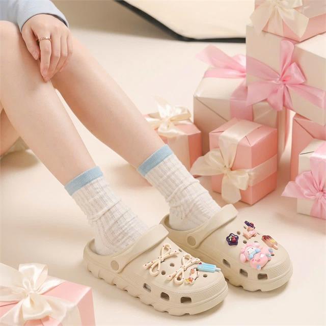 Dép Nữ MWC 8791 - Dép Sandal Eva  Charm Nơ Kem Chấm Bi, Thú Cưng Siêu Cute, Êm Nhẹ, Bền Đẹp.
