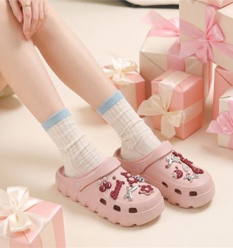 Dép Nữ MWC 8782 - Dép Sandal Eva Nữ Gắn Charm Gấu Pear Hoa, Siêu Dễ Thương, Êm Nhẹ, Bền Đẹp.