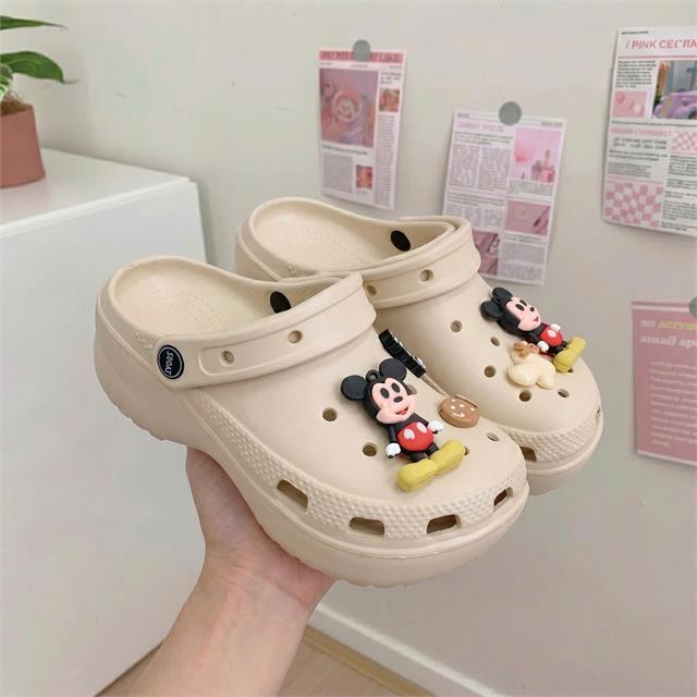 Dép Nữ MWC 8685 - Dép Sandal Đế Đúc Nữ Hai Quai Ngang Gắn Charm Chuột Mickey Siêu Hack Dáng, Bền Đẹp.