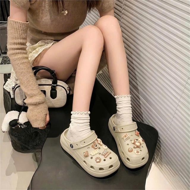 Dép Nữ MWC 8732 - Dép Sandal Eva Nữ Gắn Charm Gấu Hoa, Chữ Nổi Vui Nhộn, Xinh Xắn, Thời Trang.