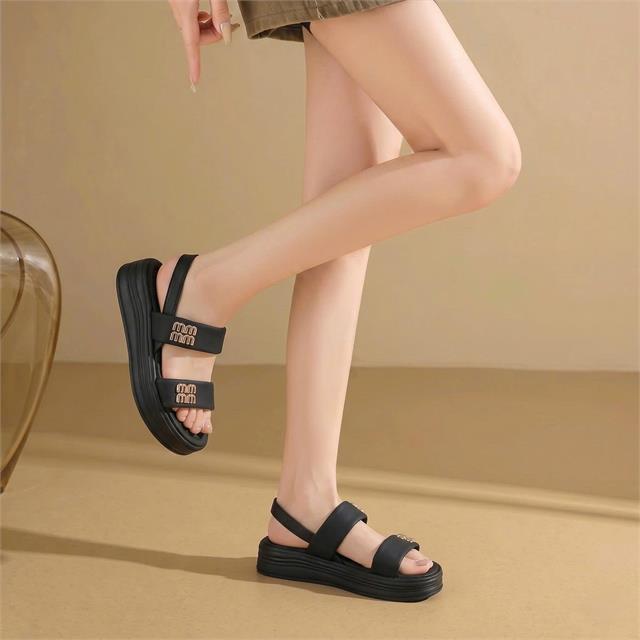 Sandal Nữ MWC S149 - Sandal Nữ Hai Quai Ngang Phối Khoá Chữ Kim Loại Sáng Đẹp, Thanh Lịch, Thời Trang.