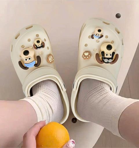 Dép Nữ MWC 8878 - Dép Sục Eva Đế Bánh Mì Đính Charm Cún Vàng Siêu Cute, Êm Nhẹ, Bền Đẹp, Thời Trang.