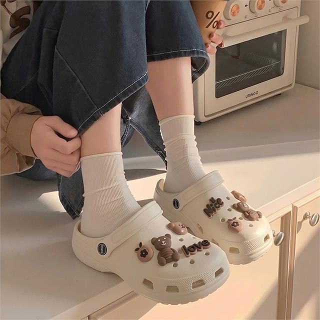 Dép Sục Nữ MWC 8885 - Dép Sandal Eva Charm Gấu, Love Ngọt Ngào, Năng Động, Trẻ trung.