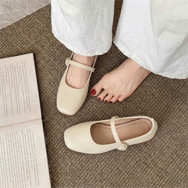Giày Búp Bê MWC 2357 - Búp Bê Phối Quai Ngang Mảnh Có Nút Cài Nữ Tính, Thanh Lịch, Thời Trang.