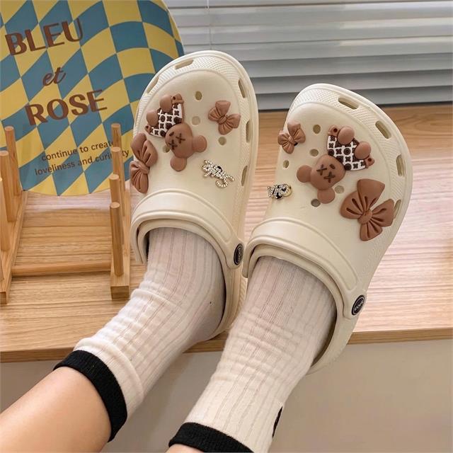 Dép Nữ MWC 8893 - Dép Sandal Eva Charm Gấu Nơ Xinh Xắn, Êm Nhẹ, Bền Đẹp, Mang Đậm Phong Cách Hàn.