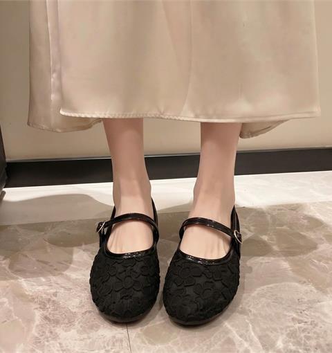 Giày Búp Bê MWC 2359 - Búp Bê Mary Jane Ren Hoa Phối Quai Ngang Thanh Lịch, Nàng Thơ, Thời Trang.