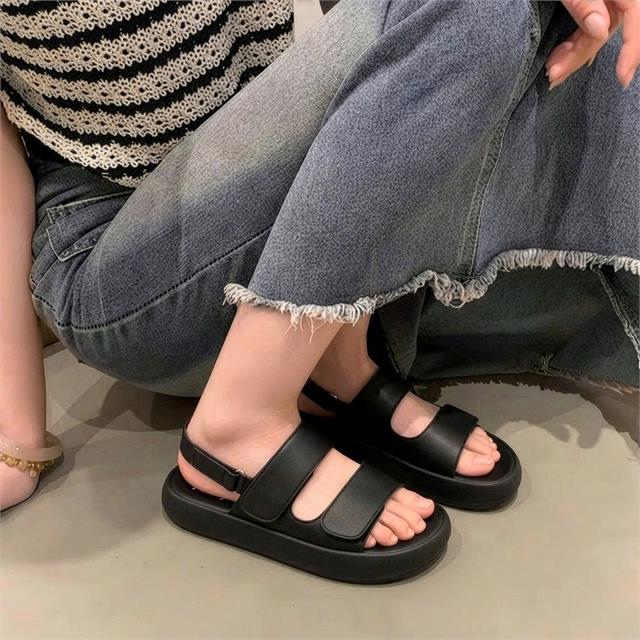 Giày Sandal Nữ MWC E229 - Sandal Thanh Lịch Nữ Đế Bằng Hiện Đại, Quai Ngang Dán Cài Êm Nhẹ, Thời Trang.