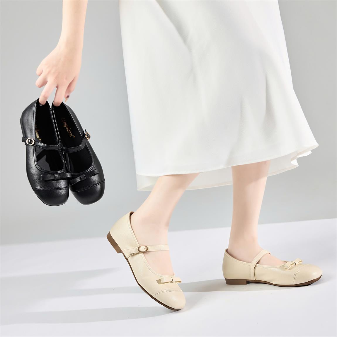 Giày Búp Bê MWC 2329 - Giày Búp Bê Classic Thời Trang Hàn Quốc, Mũi Tròn Phối Nơ Nhỏ Xinh Thanh Lịch, Bền Đẹp. - MWC