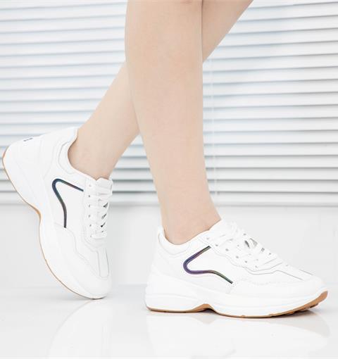 Giày thể thao nữ MWC - 0531 Giày Thể Thao Nữ,Sneaker Da Siêu Êm Chân Đế Độn 4CM Hot Trend