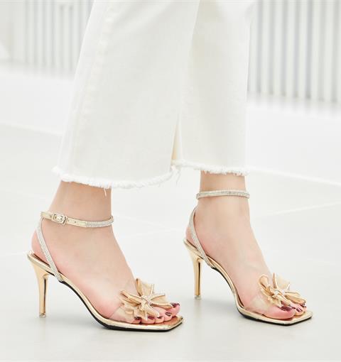 Giày cao gót MWC NUCG- 4401 Sandal Cao Gót Quai Ngang Trong Gót Nhọn Đính Nơ Thời Trang