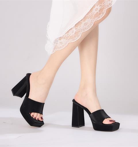 Dép Cao Gót MWC G048 - Dép Cao Gót Quai Ngang Mũi Vuông, Guốc Cao Gót Đế Vuông 12 cm, Đế Đúp Sang Chảnh.