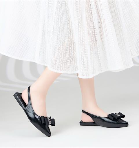 Giày Búp Bê MWC 2323 - Giày Búp Bê Nữ Mũi Nhọn Phối Nơ Đính Hoa Đá Sáng Đẹp, Sang Chảnh, Thời Trang.